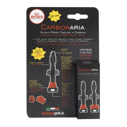 Paire de Valves Presta Tubeless Carbone - 35mm